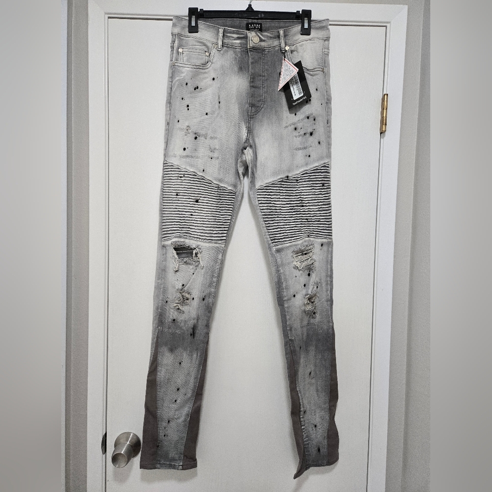 BoohooMan Skinny Painted Jeans